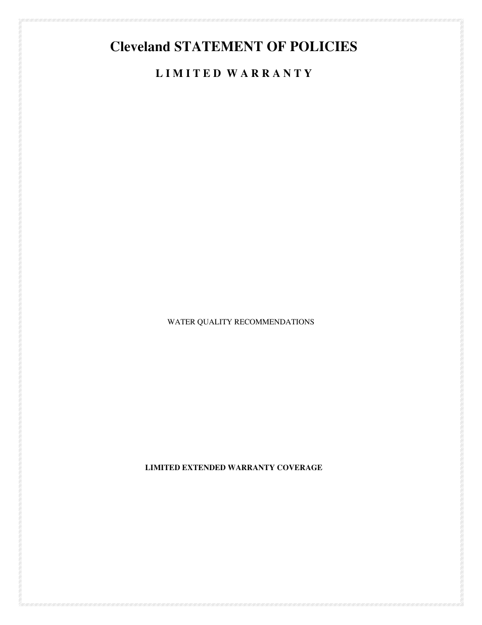 Cleveland statement of policies | Cleveland Range SteamChef 22CGT3 User Manual | Page 3 / 27