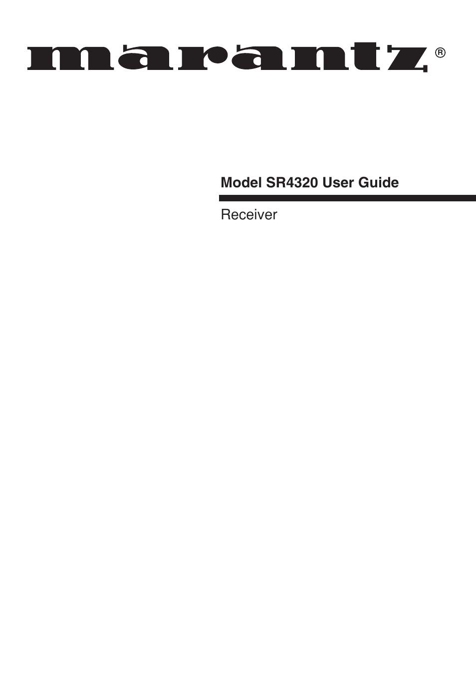 Marantz SR4320 User Manual | 25 pages