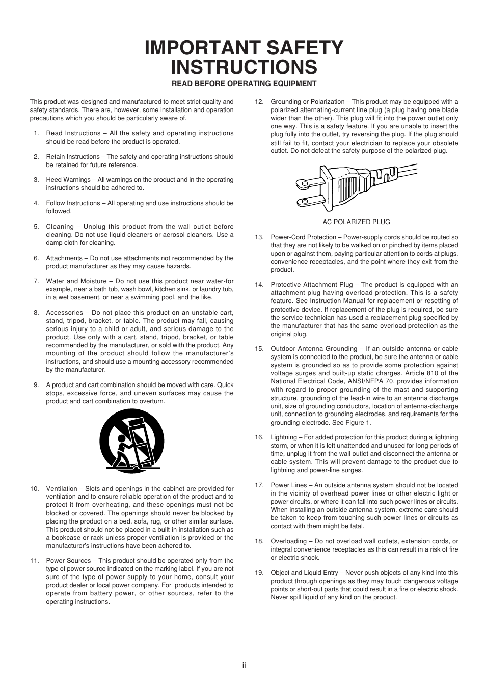 Important safety instructions | Marantz SR4320 User Manual | Page 3 / 25