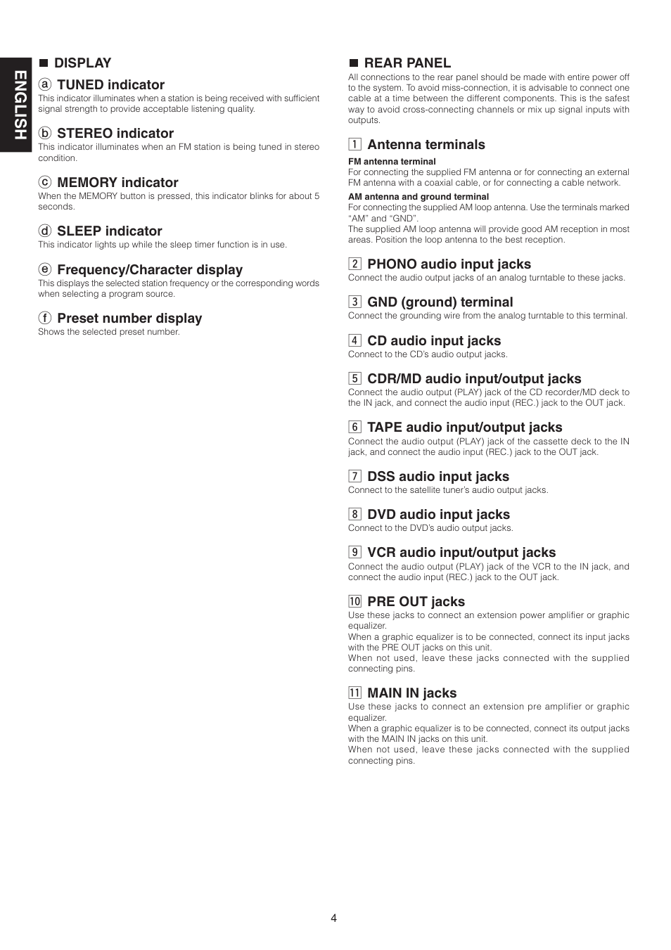 English | Marantz SR4320 User Manual | Page 9 / 25