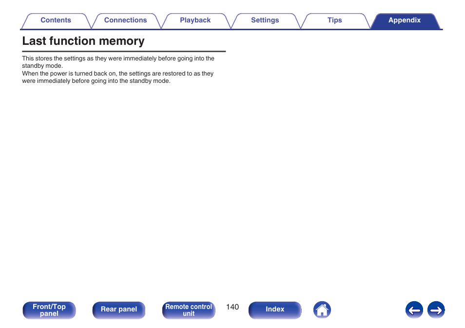 Last function memory | Marantz M-CR611 User Manual | Page 140 / 163