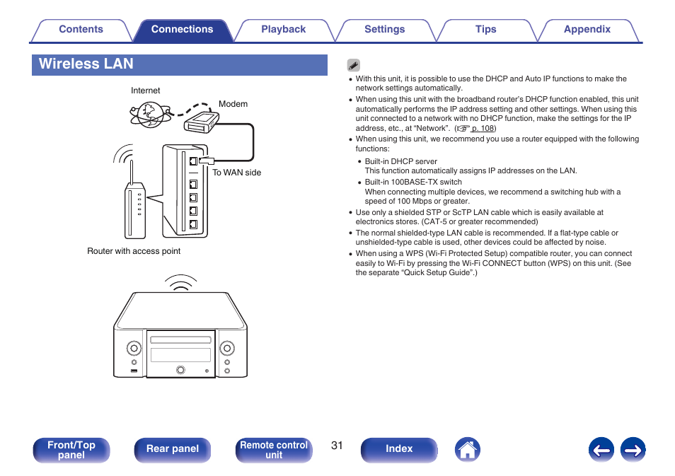 Wireless lan | Marantz M-CR611 User Manual | Page 31 / 163