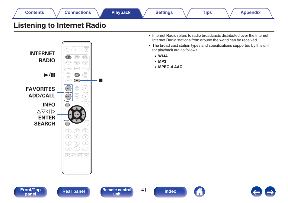 Listening to internet radio | Marantz M-CR611 User Manual | Page 41 / 163