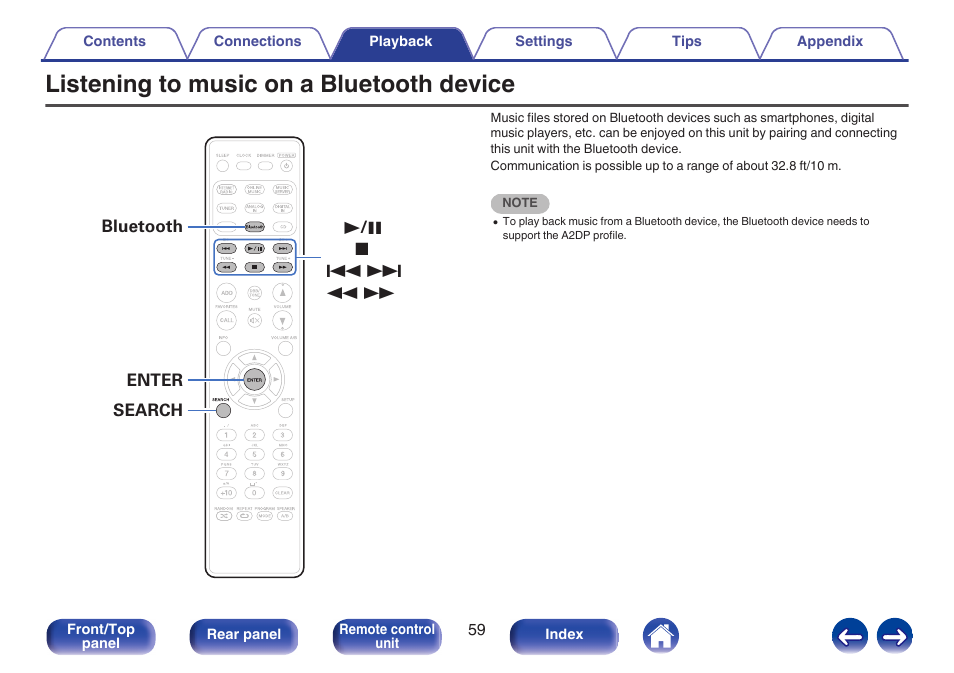 Listening to music on a bluetooth device | Marantz M-CR611 User Manual | Page 59 / 163