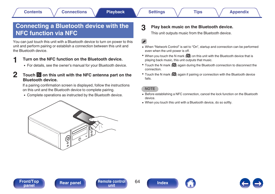 When pairing (registering) with it. (v p. 64) | Marantz M-CR611 User Manual | Page 64 / 163