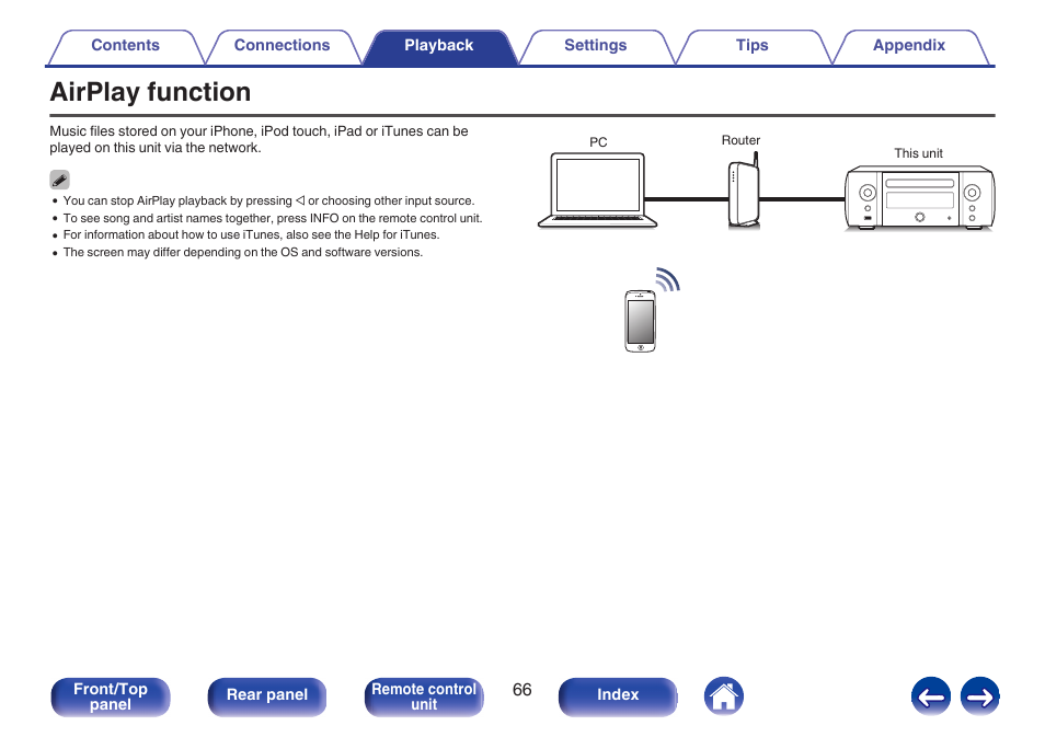 Airplay function, V p. 66) | Marantz M-CR611 User Manual | Page 66 / 163