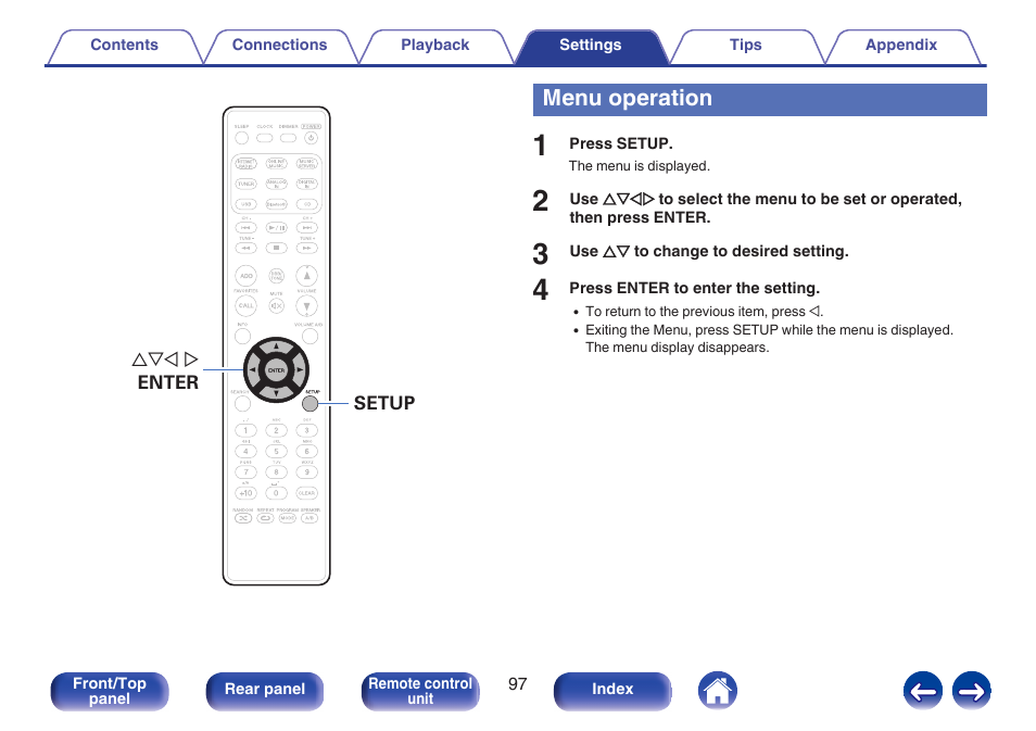 Menu operation | Marantz M-CR611 User Manual | Page 97 / 163