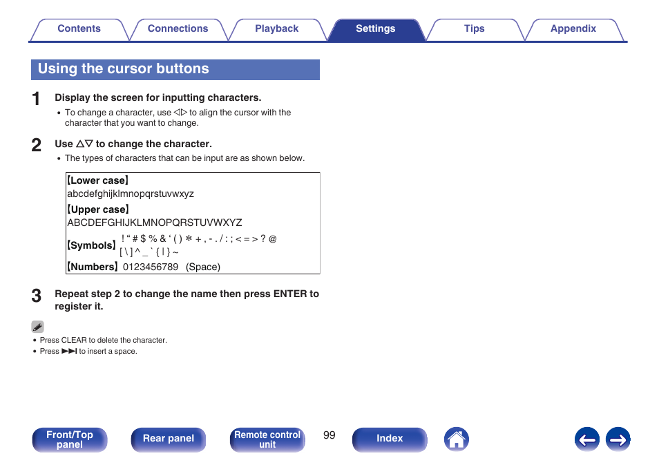 Using the cursor buttons | Marantz M-CR611 User Manual | Page 99 / 163