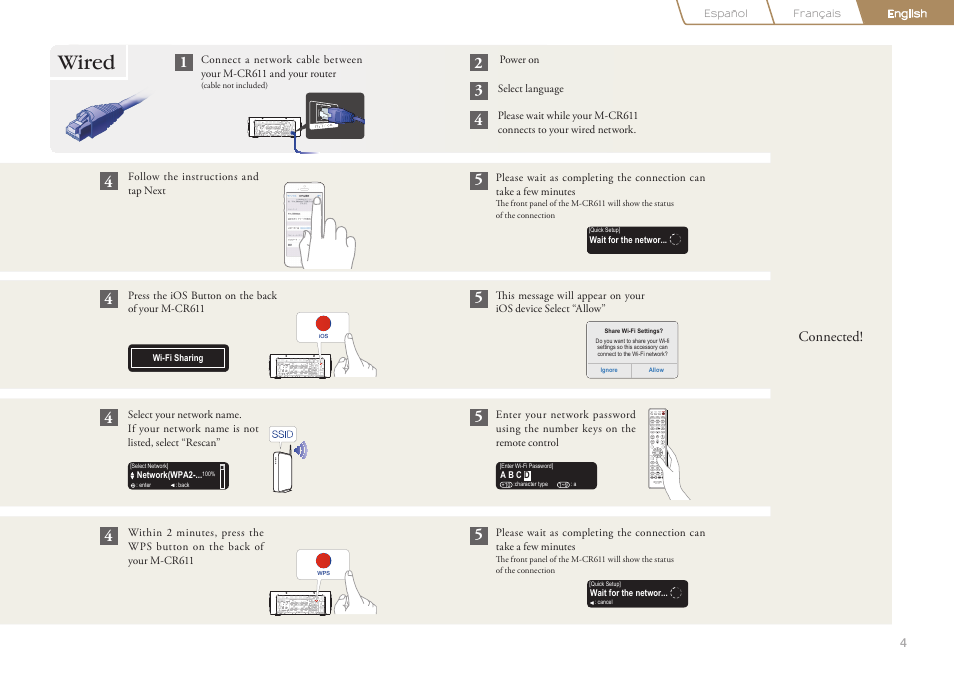 Wired | Marantz M-CR611 Quick Start User Manual | Page 5 / 8