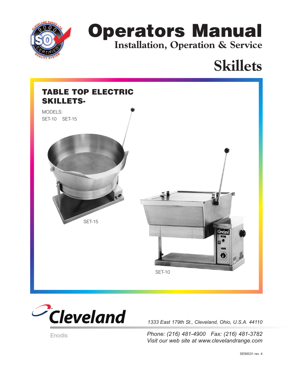 Cleveland Range SET-10 User Manual | 25 pages