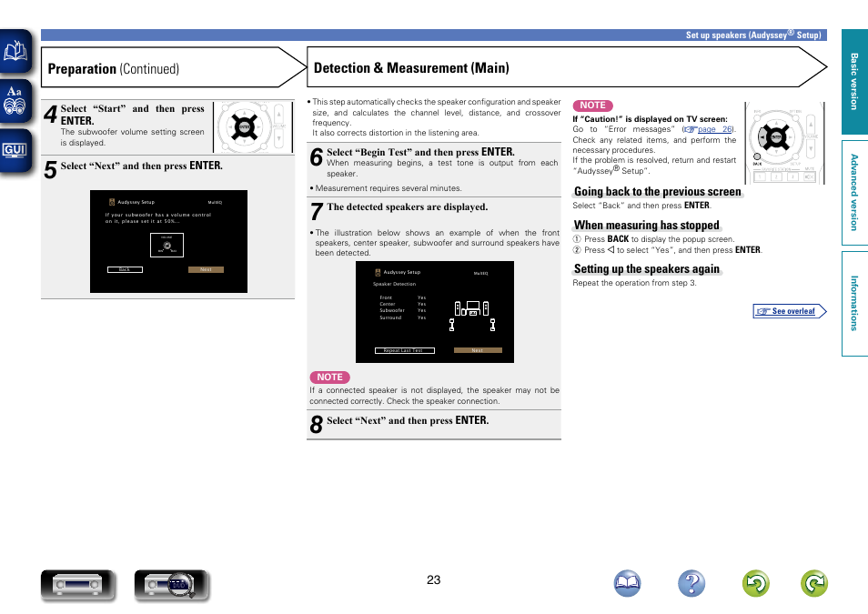 Detection & measurement (main), Preparation (continued) | Marantz NR1403U User Manual | Page 26 / 101