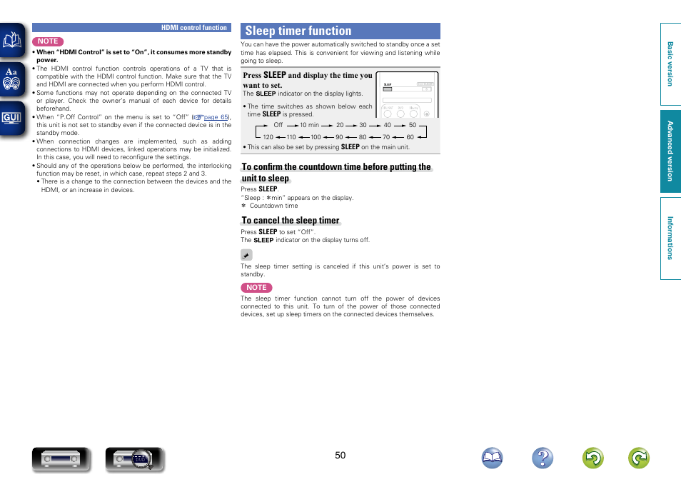 Sleep timer function | Marantz NR1403U User Manual | Page 53 / 101