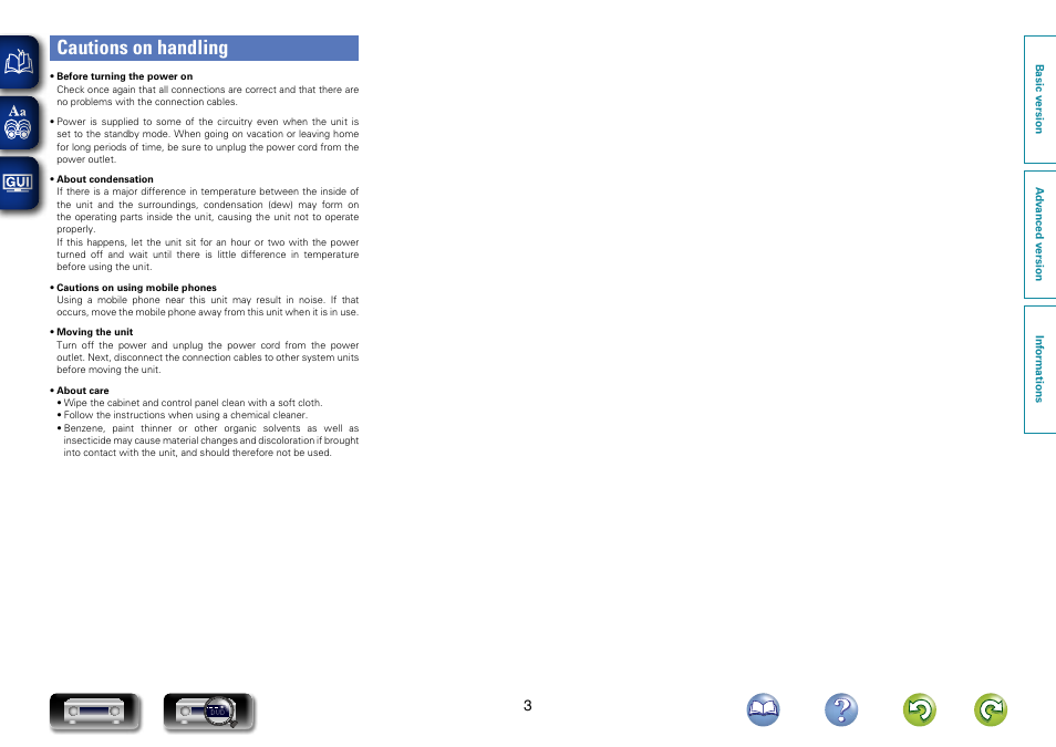 Cautions on handling | Marantz NR1403U User Manual | Page 6 / 101