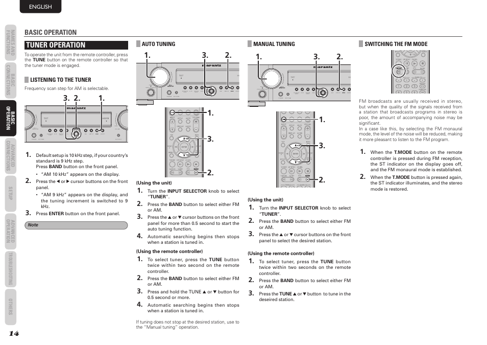Tuner operation | Marantz NR1501 User Manual | Page 18 / 50
