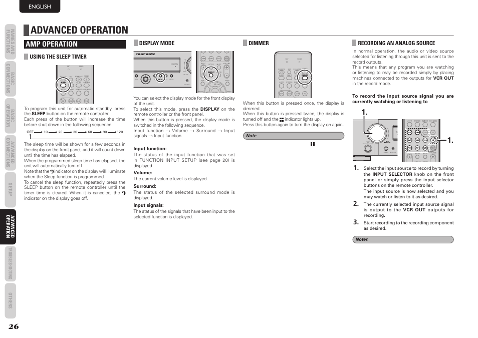 Advanced operation, Amp operation | Marantz NR1501 User Manual | Page 30 / 50