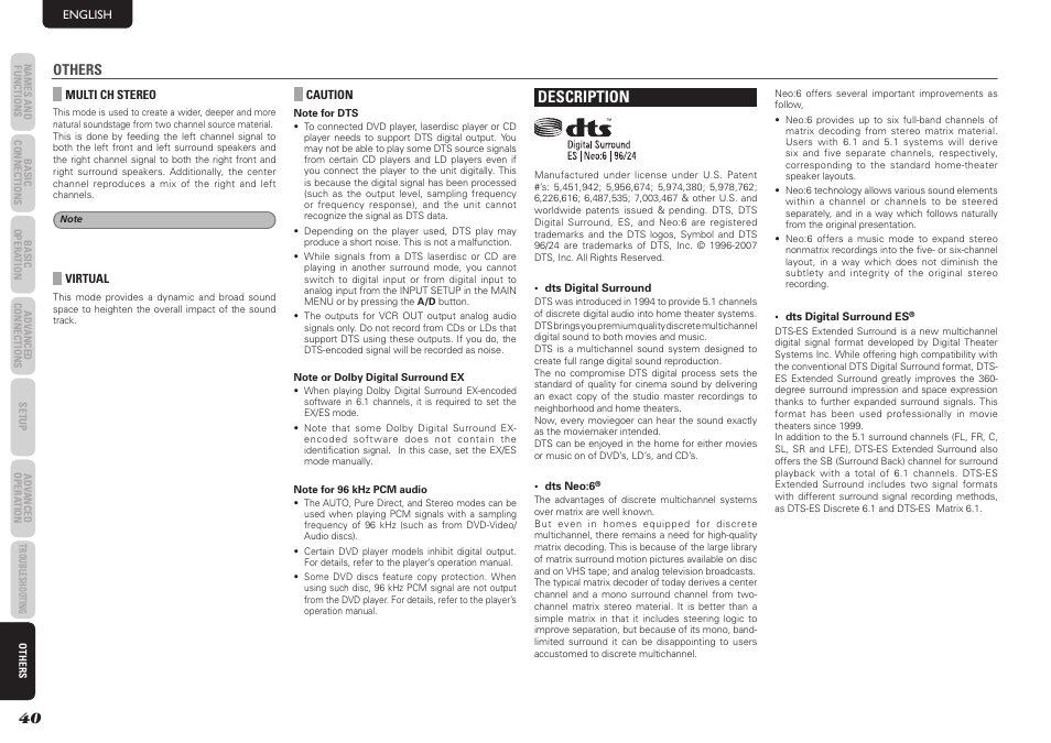 Description, Others | Marantz NR1501 User Manual | Page 44 / 50