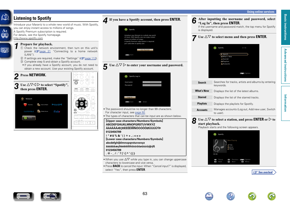 About spotify, Listening to spotify | Marantz NR1504 User Manual | Page 66 / 146