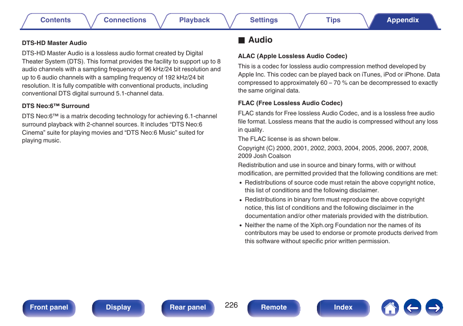 O audio | Marantz NR1506 User Manual | Page 226 / 249