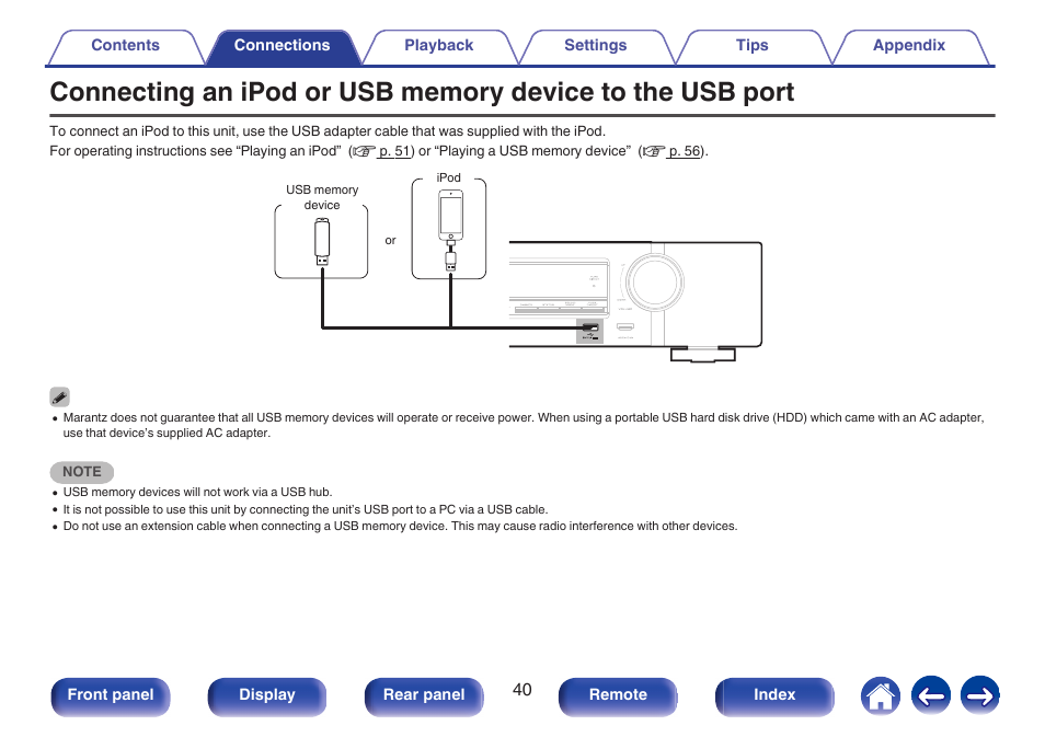 V p. 40) | Marantz NR1506 User Manual | Page 40 / 249