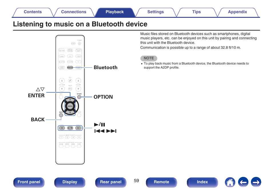 Listening to music on a bluetooth device, Easily ( v p. 59) | Marantz NR1506 User Manual | Page 59 / 249