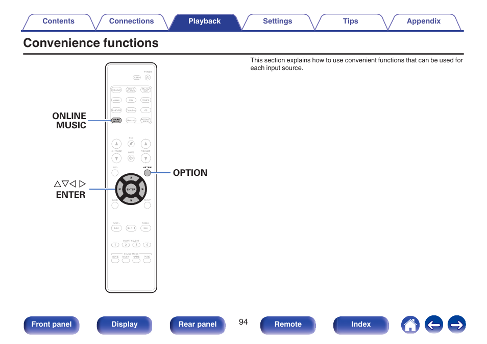 Convenience functions | Marantz NR1506 User Manual | Page 94 / 249