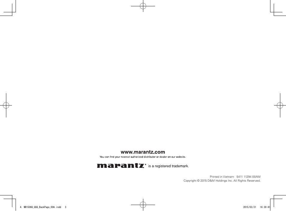 Marantz NR1506 Quick Start User Manual | Page 12 / 12