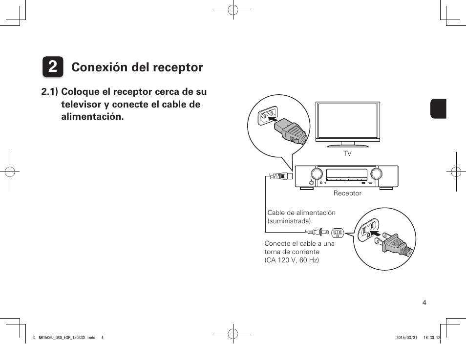 Conexión del receptor | Marantz NR1506 Quick Start User Manual | Page 5 / 12