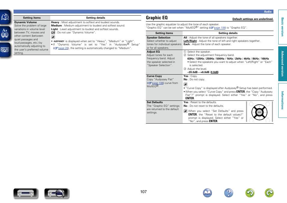 The unit automatically enters “medium, Mode, Graphic eq | Marantz NR1603 User Manual | Page 110 / 159