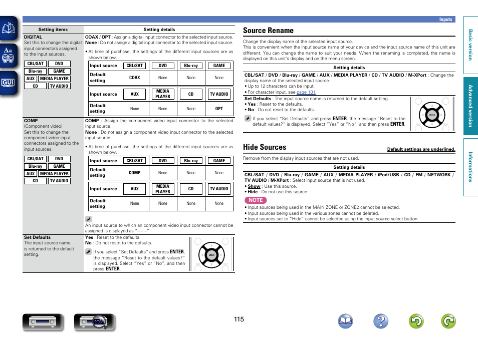 Has been assigned, Source rename, Hide sources | Marantz NR1603 User Manual | Page 118 / 159