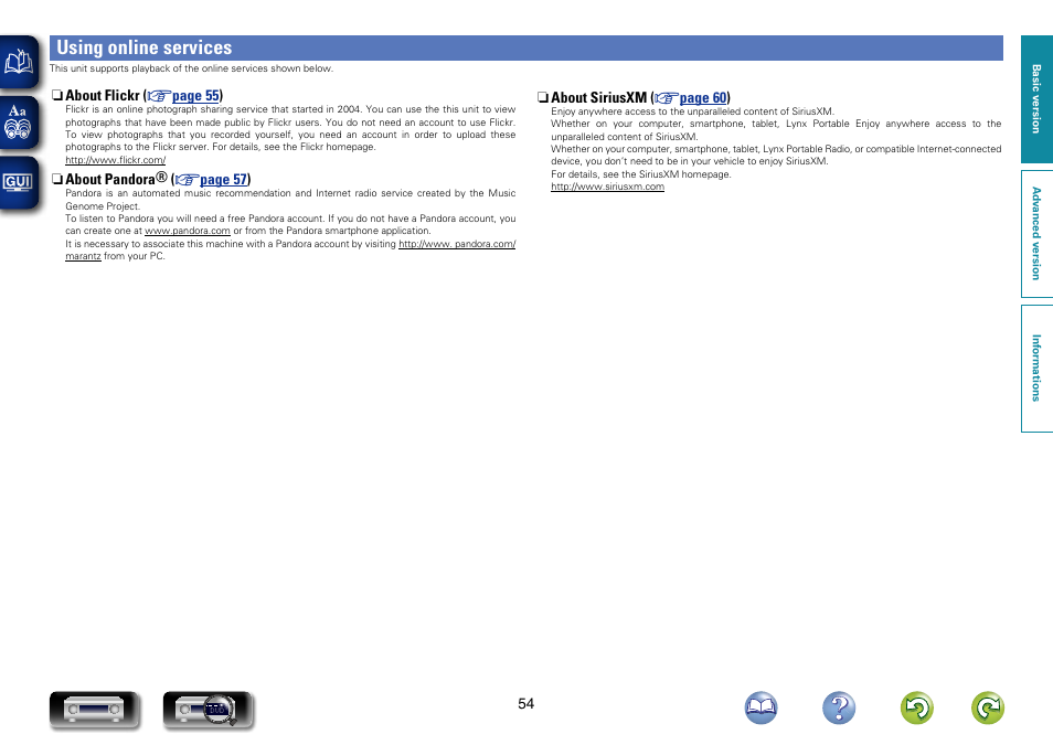 Using online services | Marantz NR1603 User Manual | Page 57 / 159