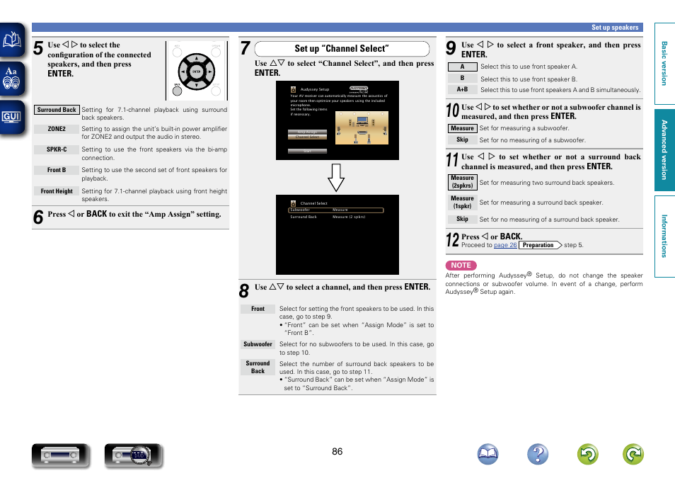 Set up “channel select””) | Marantz NR1603 User Manual | Page 89 / 159