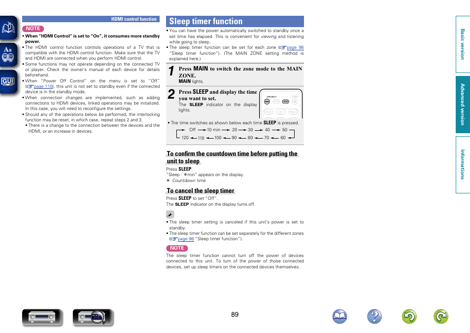 Sleep timer function | Marantz NR1603 User Manual | Page 92 / 159