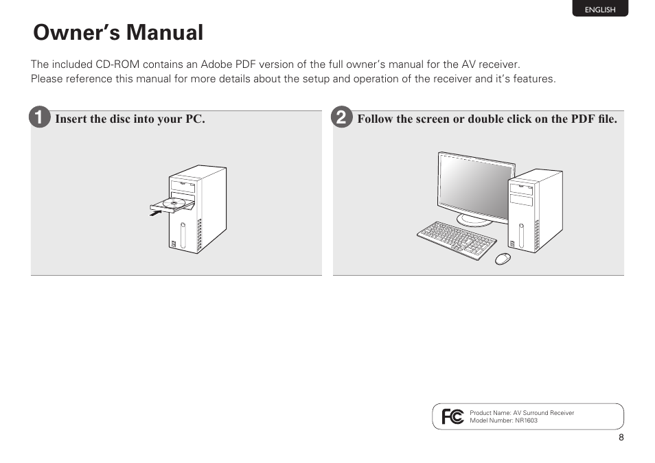 Owner’s manual | Marantz NR1603 Getting Started User Manual | Page 9 / 10