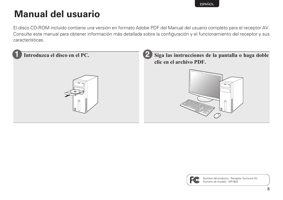 Manual del usuario | Marantz NR1603 Getting Started User Manual | Page 9 / 10