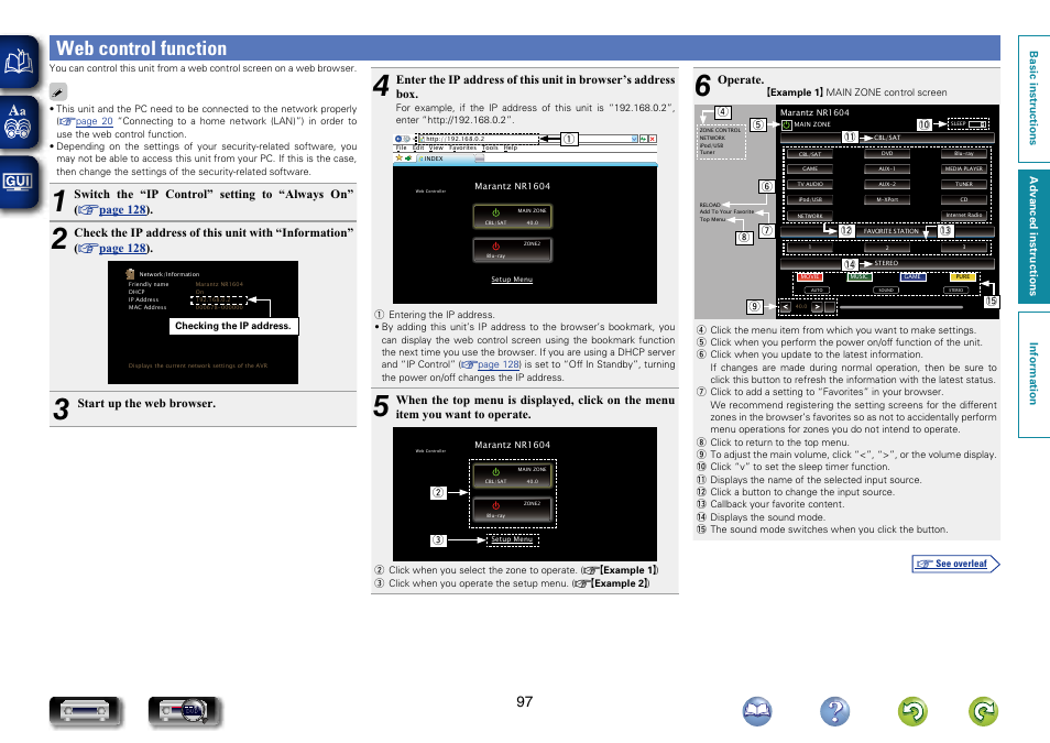 Web control function | Marantz NR1604 User Manual | Page 100 / 168