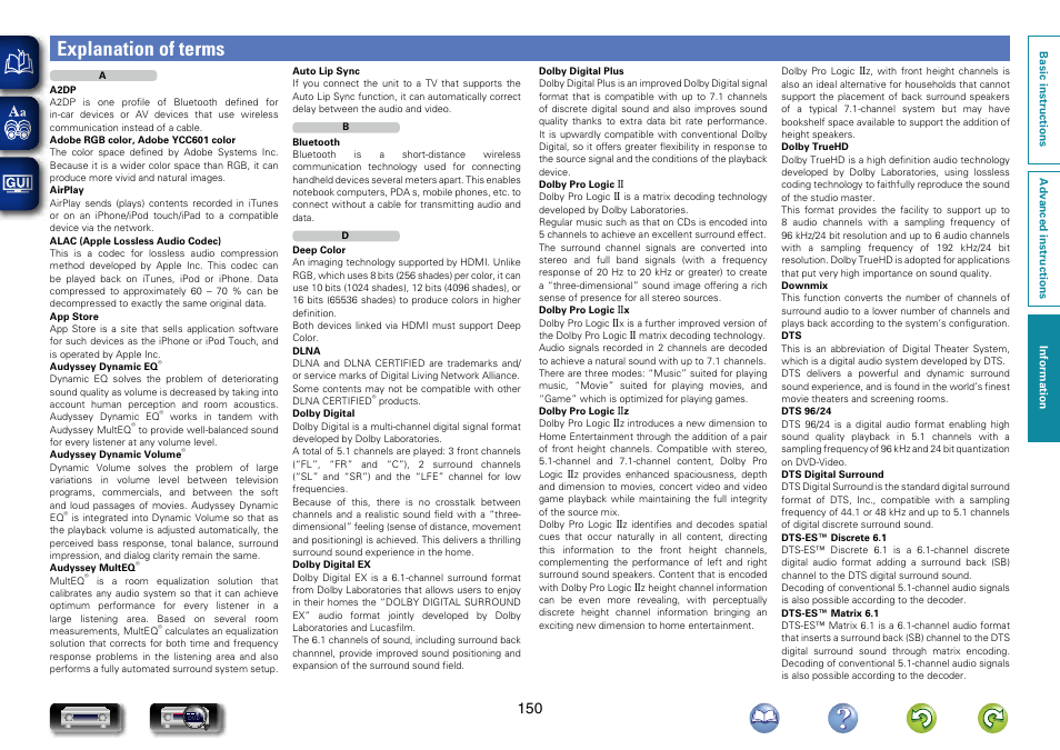 Explanation of terms | Marantz NR1604 User Manual | Page 153 / 168