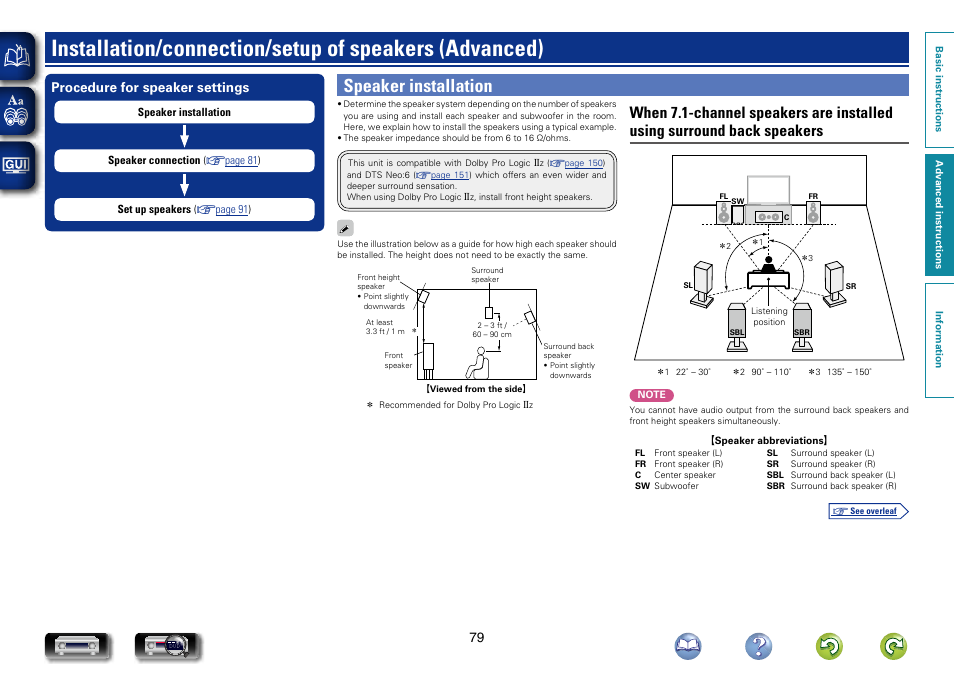 Speaker installation, 79 procedure for speaker settings | Marantz NR1604 User Manual | Page 82 / 168