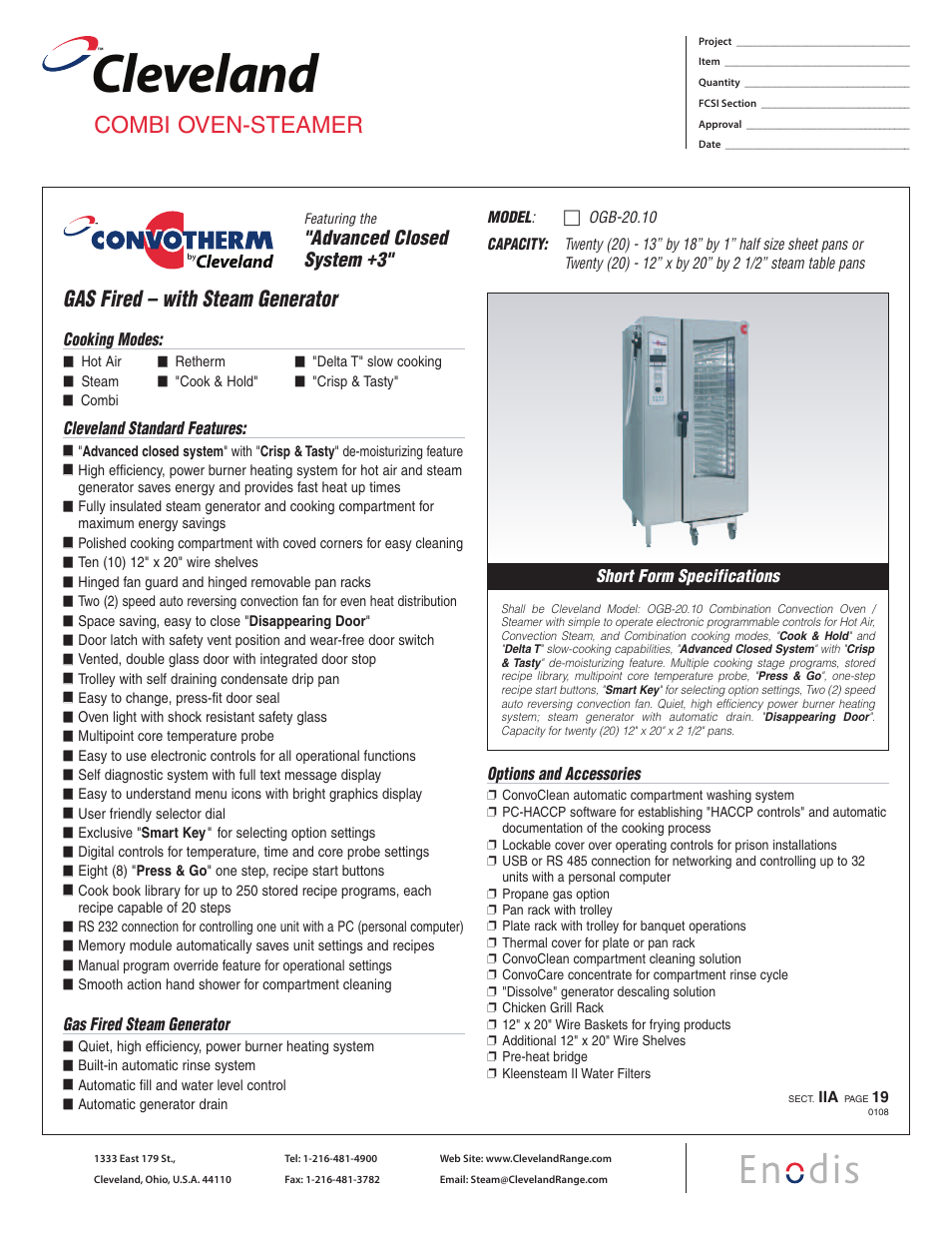Cleveland Range OGB-20.10 User Manual | 2 pages