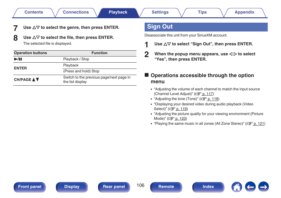 Sign out | Marantz NR1606 User Manual | Page 106 / 291