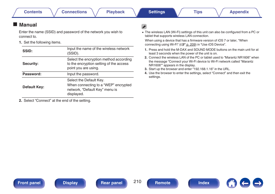 Omanual | Marantz NR1606 User Manual | Page 210 / 291