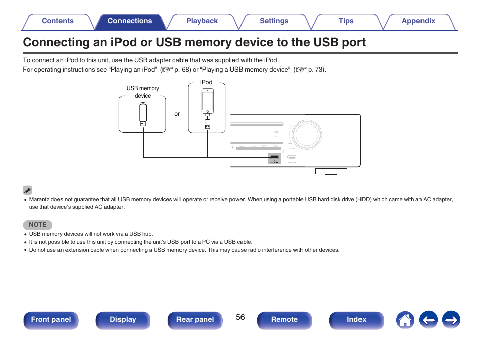 V p. 56) | Marantz NR1606 User Manual | Page 56 / 291