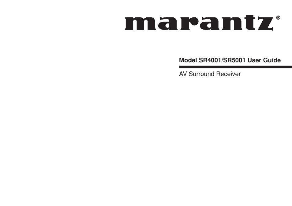 Marantz SR4001 User Manual | 56 pages