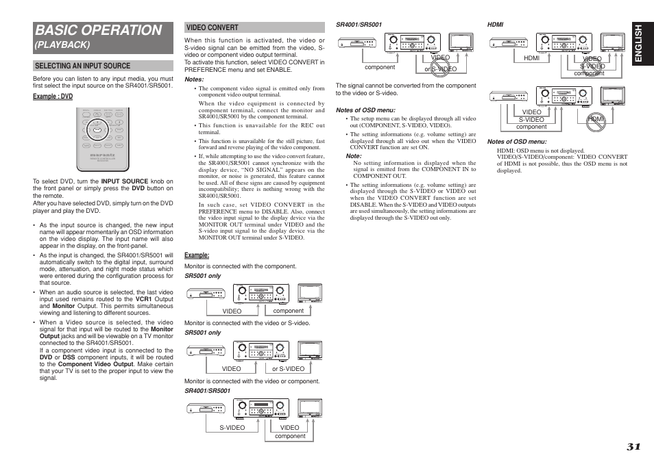 Basic operation | Marantz SR4001 User Manual | Page 34 / 56