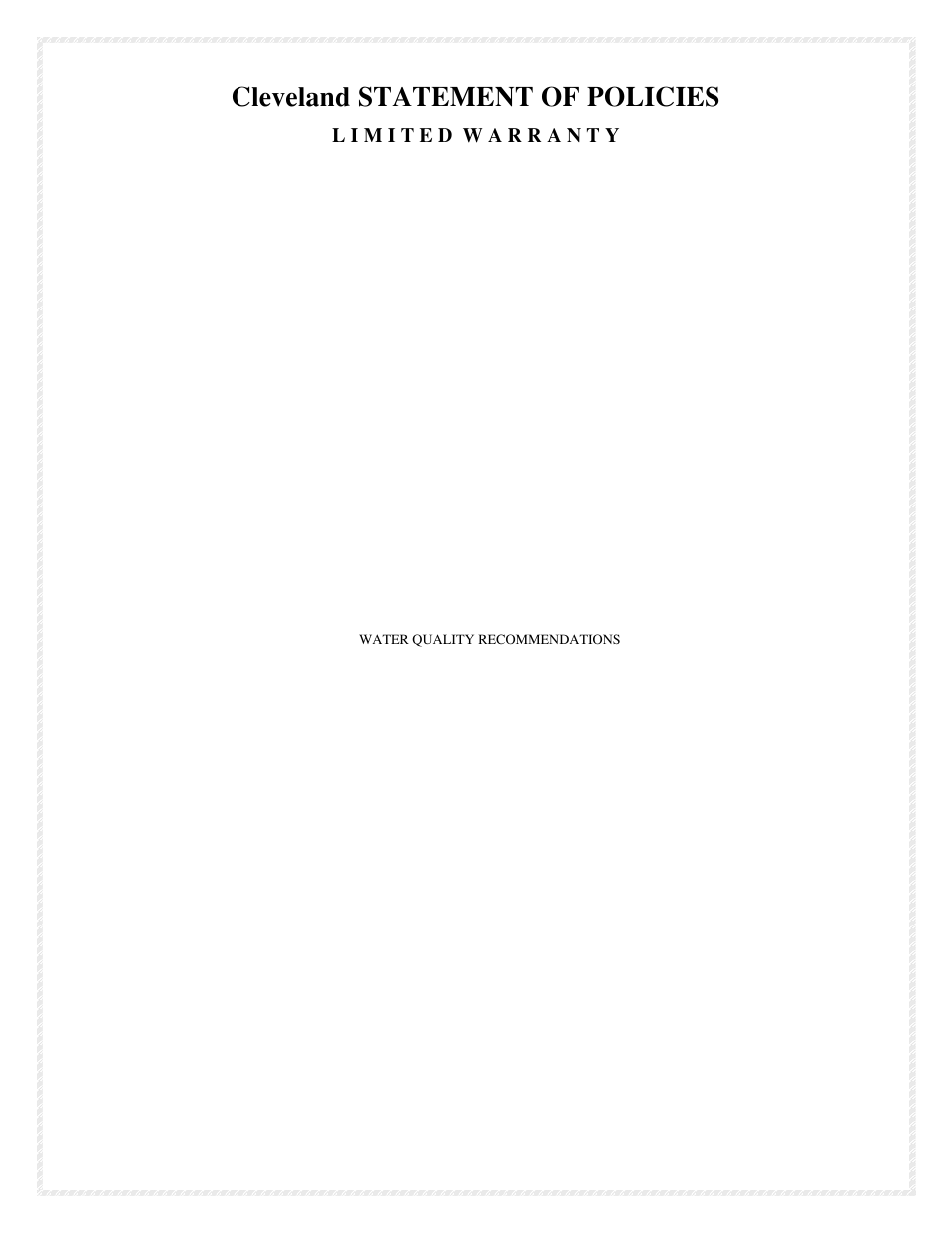Cleveland statement of policies | Cleveland Range OVEN STEAMER User Manual | Page 3 / 94