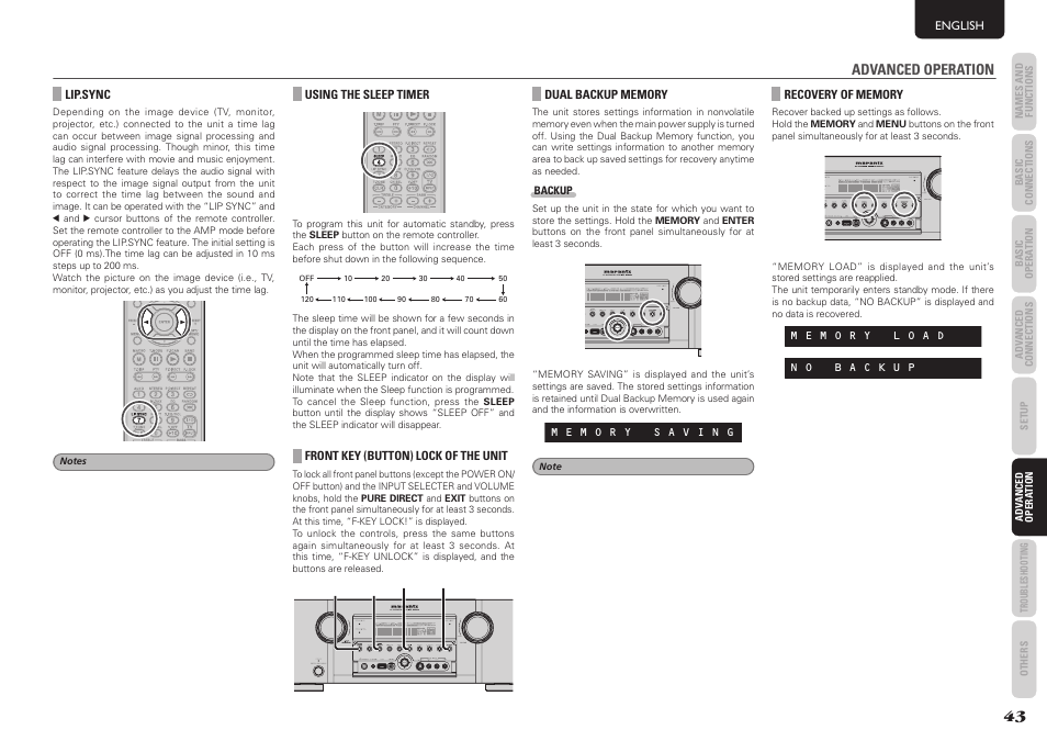 Advanced operation | Marantz SR5004 User Manual | Page 45 / 96