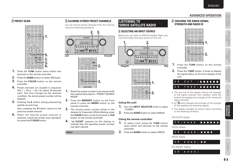 Listening to sirius satellite radio | Marantz SR5004 User Manual | Page 53 / 96