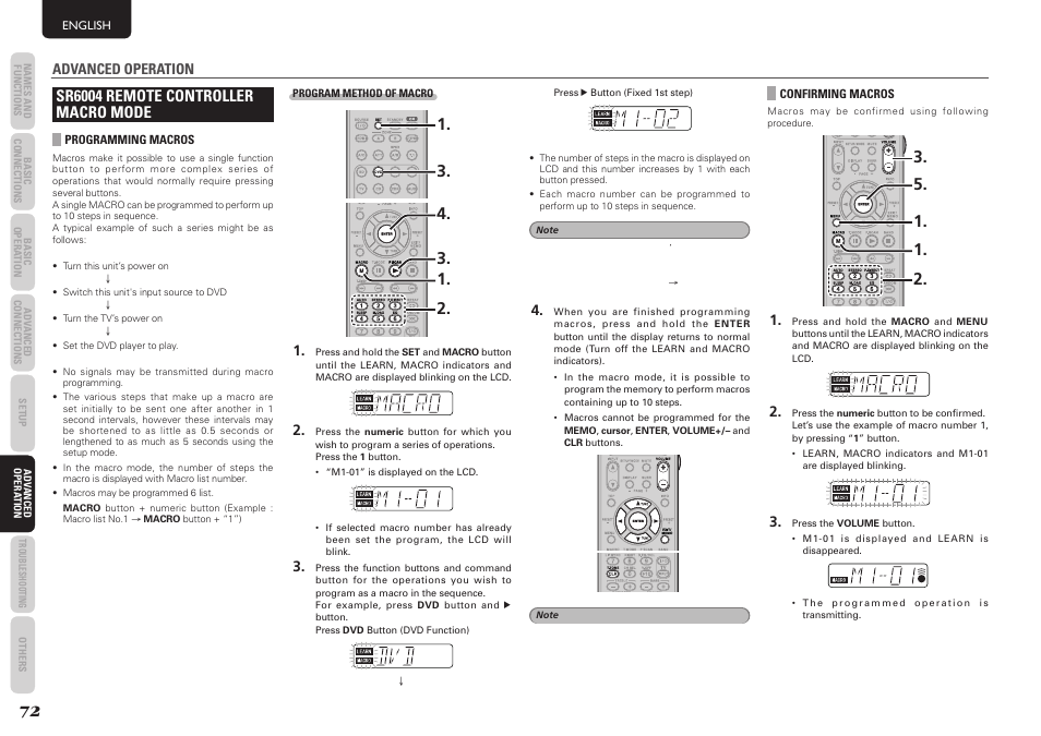 Sr6004 remote controller macro mode | Marantz SR5004 User Manual | Page 74 / 96