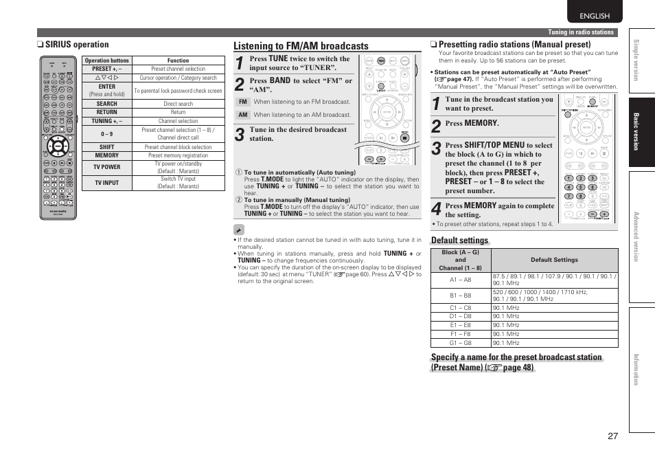 Listening to fm/am broadcasts | Marantz SR5005 User Manual | Page 30 / 91