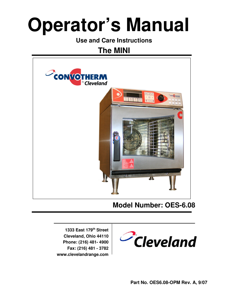 Cleveland Range The MINI OES-6.08 User Manual | 51 pages