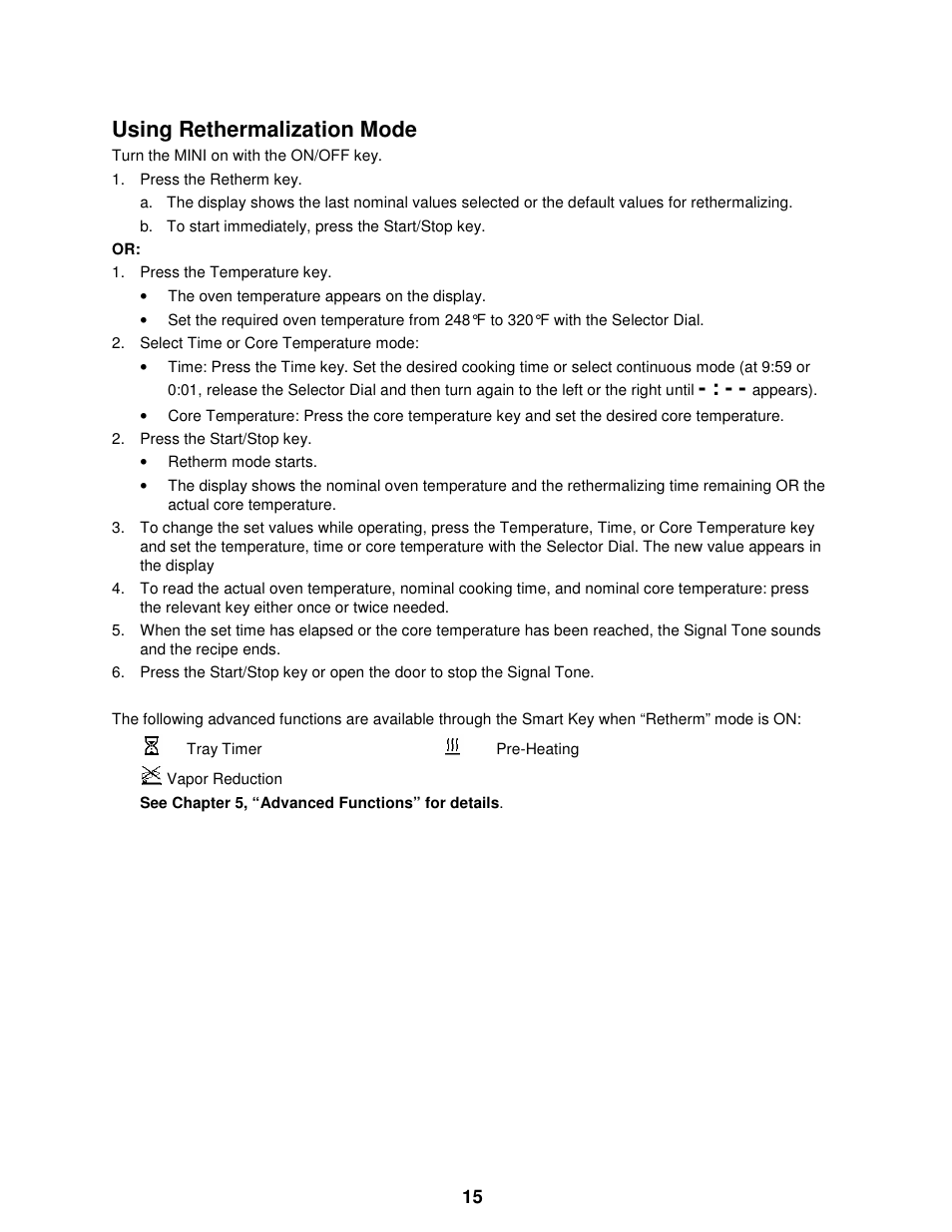 Using rethermalization mode | Cleveland Range The MINI OES-6.08 User Manual | Page 21 / 51